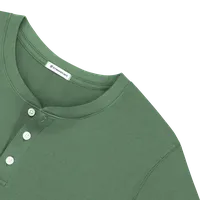 StringKing Men's Pima Cotton Short Sleeve Henley - Relaxed Fit, Green, Detail