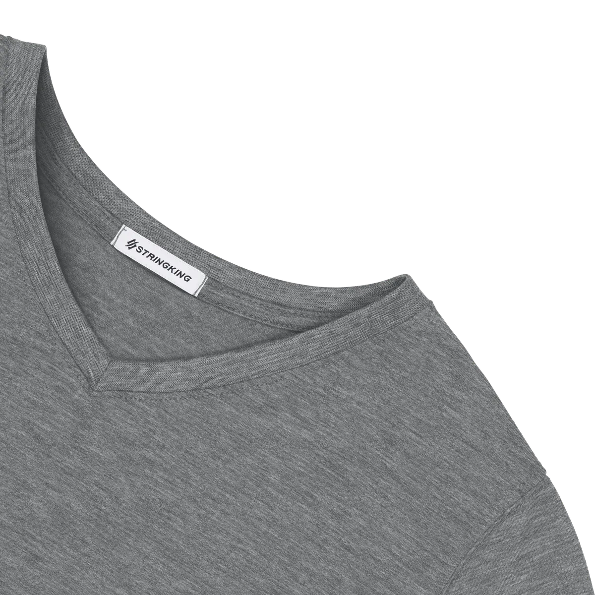 StringKing Women's FlexStyle V-Neck T-Shirt - Sharp Fit, Heather Gray, Detail