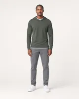 StringKing Men's Pima Jersey Hoodie - Sharp Fit, Moss, Full Front - Human Model