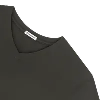 StringKing Women's Pima Jersey Long Sleeve V-Neck Tee - Sharp Fit, Peat, Detail