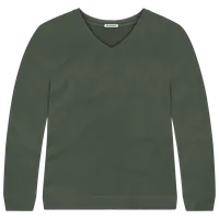 StringKing Women's Pima Terry V-Neck Sweater - Sharp Fit, Moss, Front