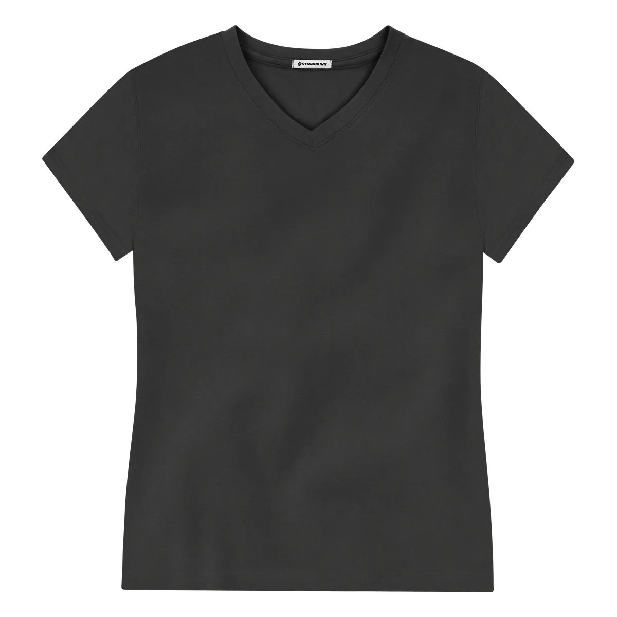 StringKing Women's Pima Jersey V-Neck Tee - Sharp Fit, Black, Front