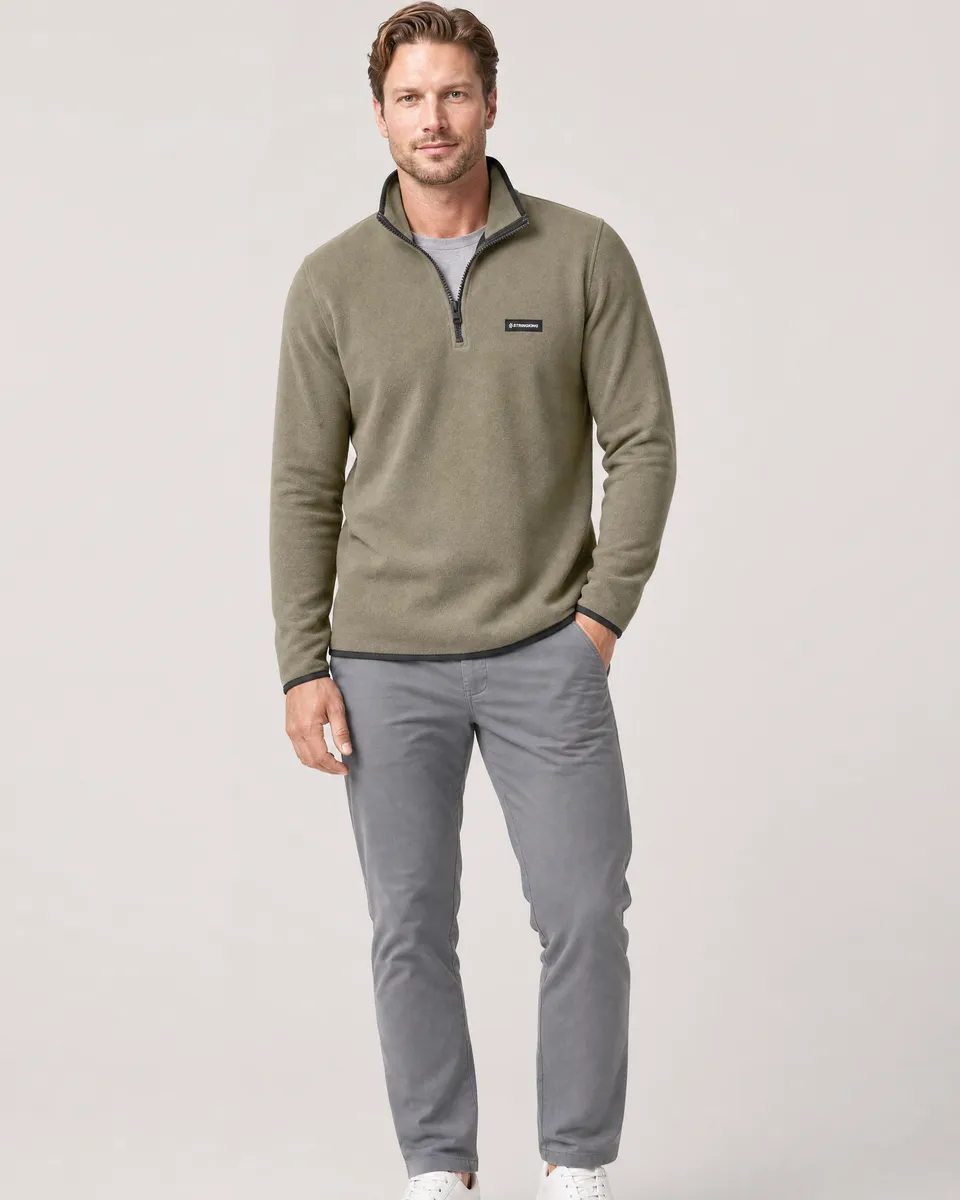 StringKing Men's Polartec Fleece Quarter Zip - Sharp Fit, Mermaid, Full Front - Human Model - Top of head to Knees