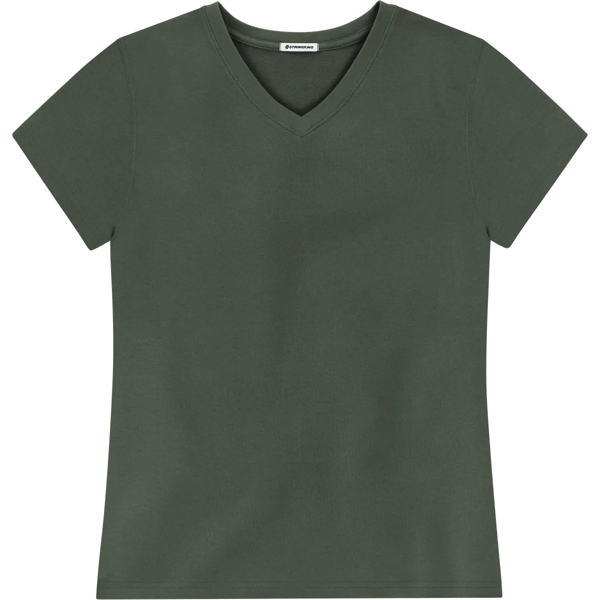 StringKing Women's Pima Terry V-Neck Tee - Relaxed Fit, Moss, Front