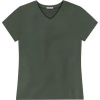 StringKing Women's Pima Terry V-Neck Tee - Relaxed Fit, Moss, Front