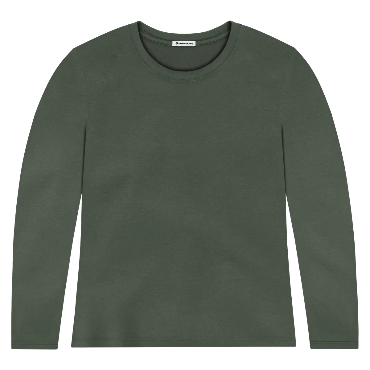 StringKing Women's Pima Jersey Long Sleeve Tee - Sharp Fit, Moss, Front