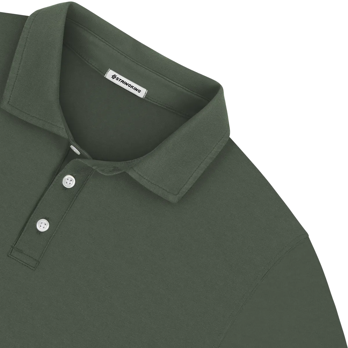 StringKing Men's Pima Jersey Signature Polo Multi - Relaxed Fit, Moss, Detail