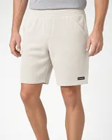 StringKing Men's Polartec Fleece Shorts - Relaxed Fit, Jet Stream, Full Front - Human Model - Waist to Mid-calf