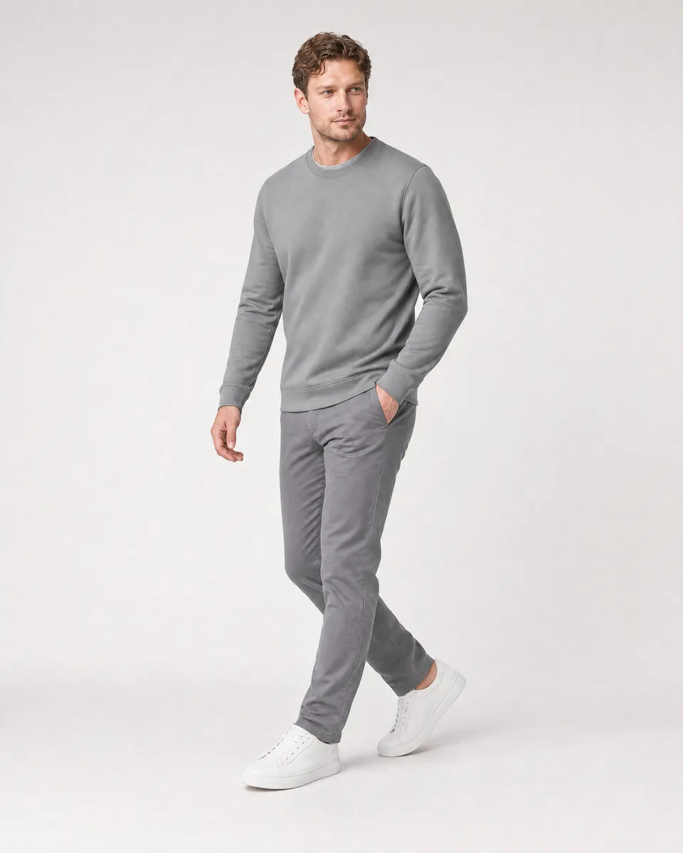 StringKing Men's StayWarm Sweater - Sharp Fit, Gray, Full Front Angle - Human Model