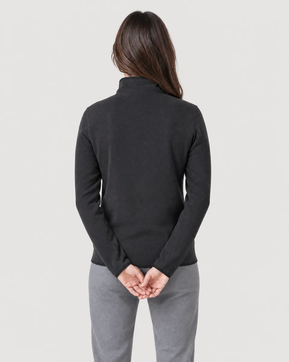 StringKing Women's Polartec Fleece Quarter Zip - Sharp Fit, Meteorite, Full Back - Human Model - Top of head to Mid-thigh