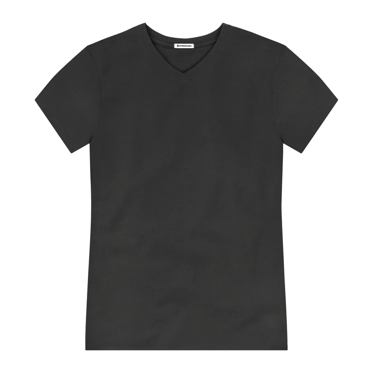 StringKing Men's Pima Jersey V-Neck Tee - Sharp Fit, Black, Front