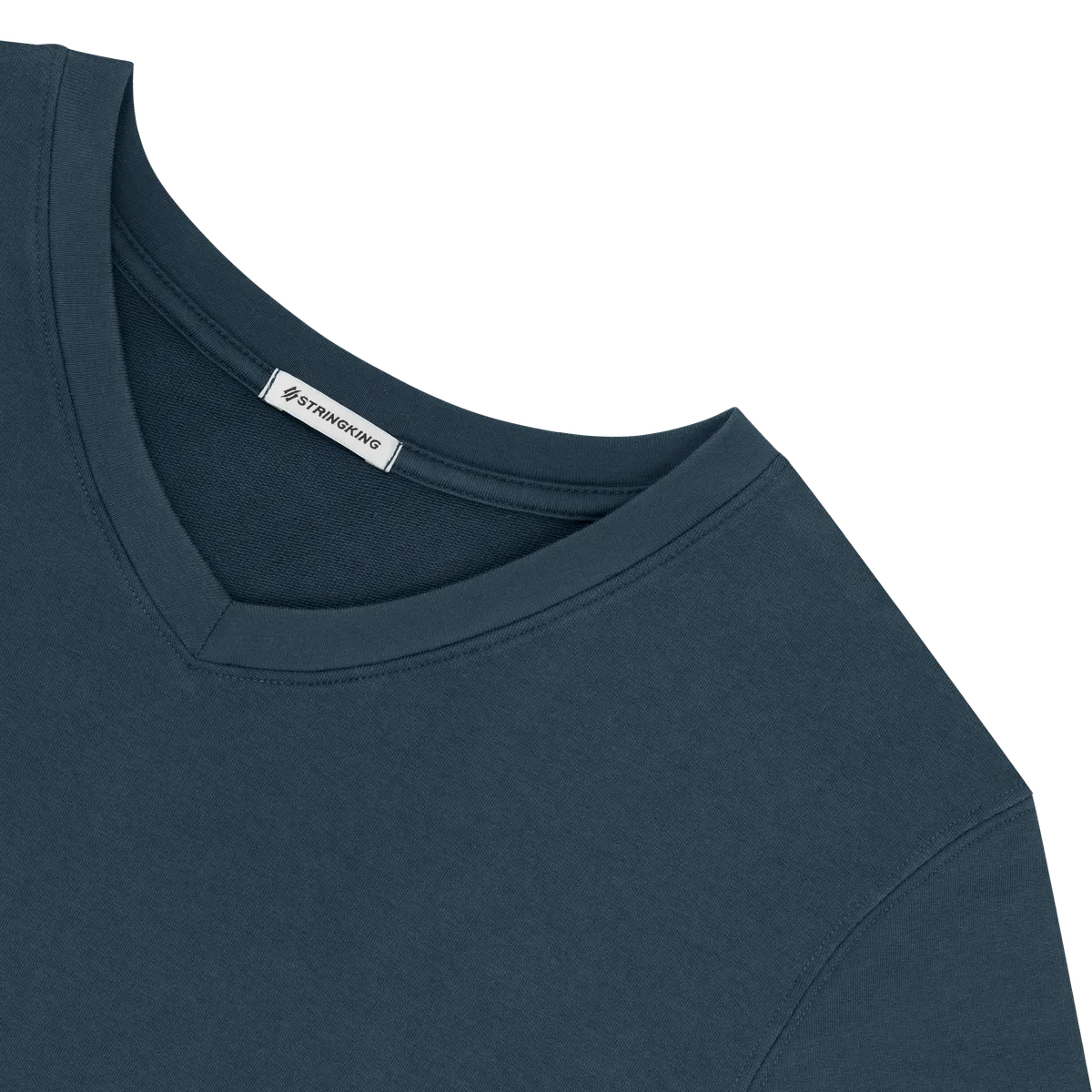 StringKing Women's Pima Cotton Short Sleeve V-Neck T-Shirt - Sharp Fit, Navy, Detail