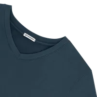 StringKing Women's Pima Cotton Short Sleeve V-Neck T-Shirt - Sharp Fit, Navy, Detail