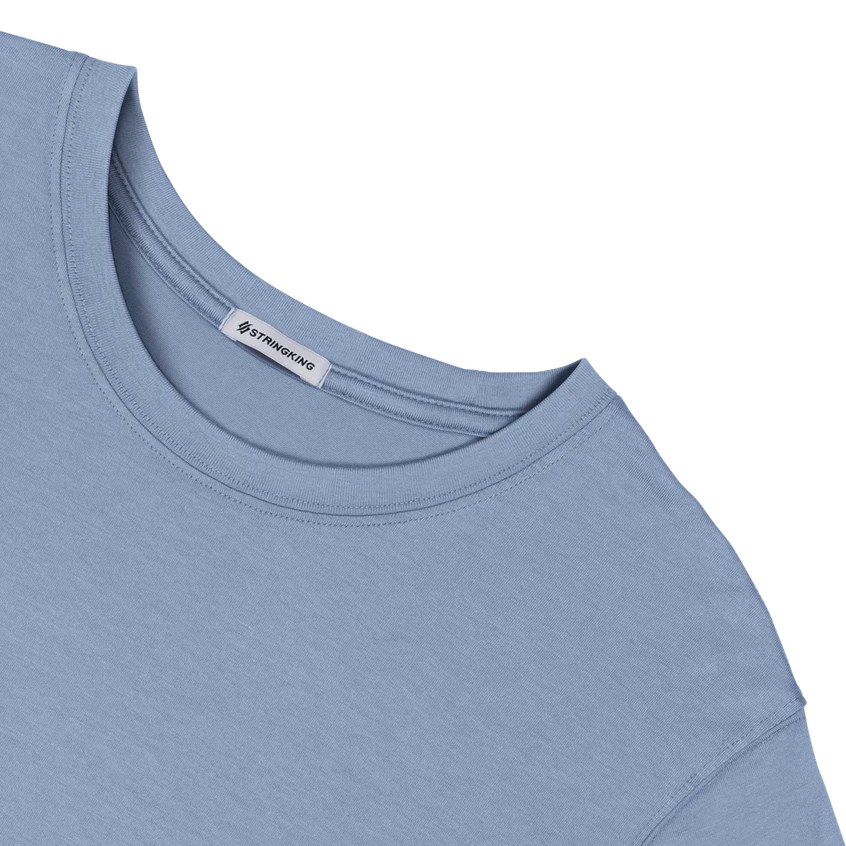 StringKing Men's Pima Cotton Short Sleeve Crewneck T-Shirt - Relaxed Fit, Slate Blue, Detail