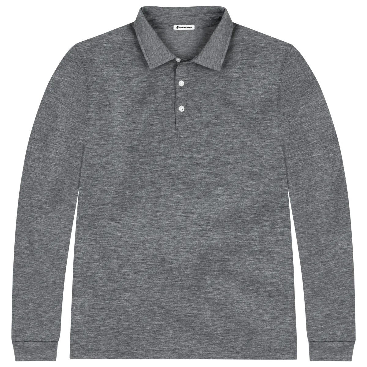 StringKing Men's FlexStyle Long Sleeve Polo - Sharp Fit, Heather Gray, Front