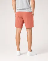 StringKing Men's Nylon Flex Shorts - Sharp Fit, Crabapple, Full Back - Human Model - Chest to Feet