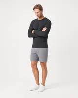 StringKing Men's Pima Jersey Long Sleeve Pocket Tee - Sharp Fit, Black, Full Front Angle - Human Model