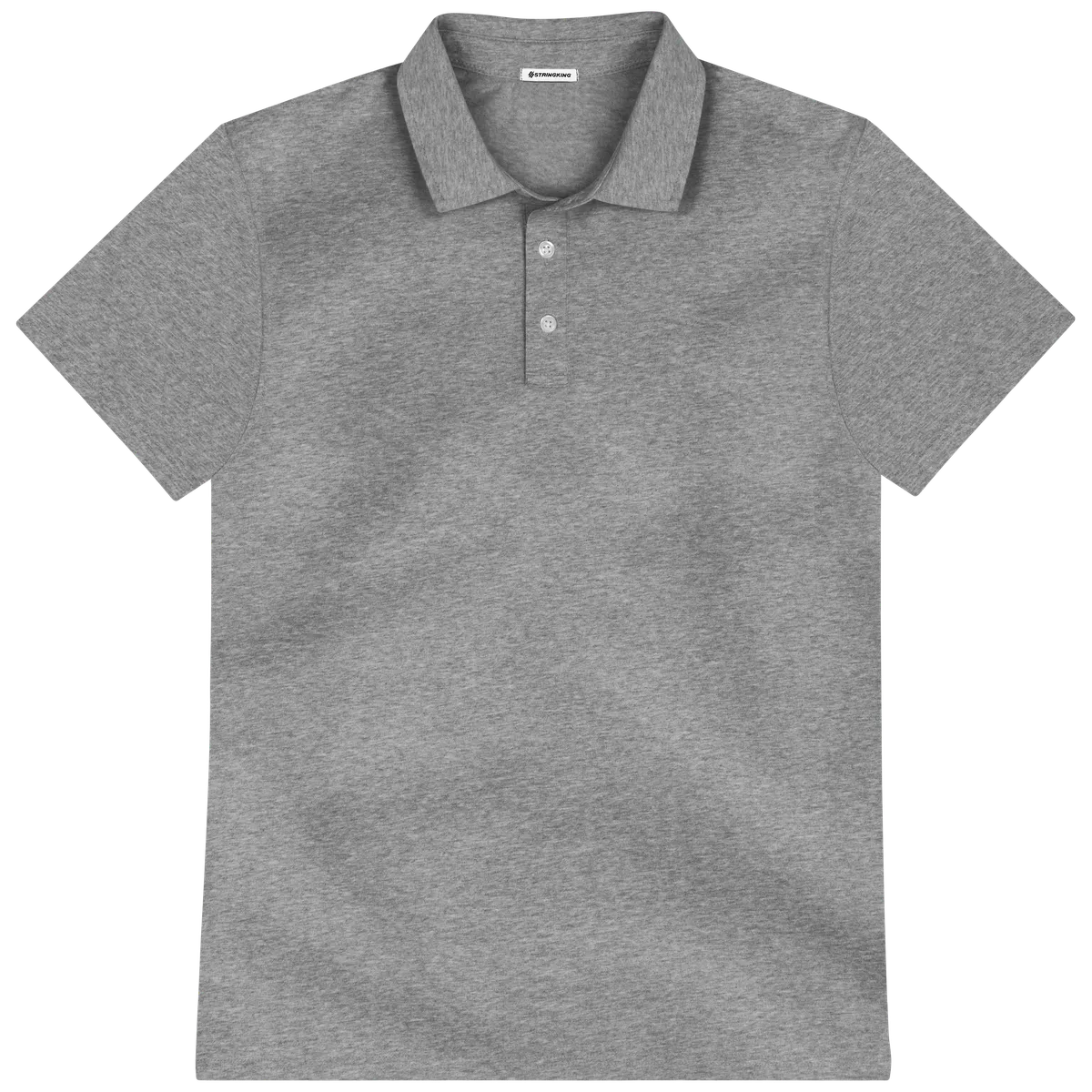 StringKing Men's Pima Cotton Short Sleeve Polo - Relaxed Fit, Heather Gray, Front