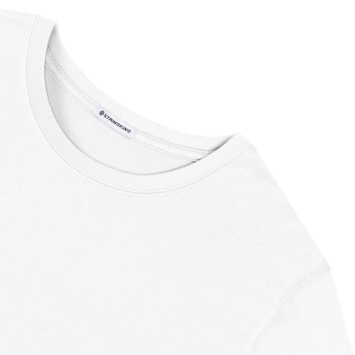 StringKing Men's Pima Cotton Long Sleeve Crewneck T-Shirt - Sharp Fit, White, Detail
