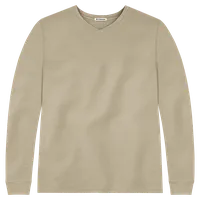 StringKing Men's Pima Cotton Long Sleeve V-Neck T-Shirt - Sharp Fit, Warm Khaki, Front