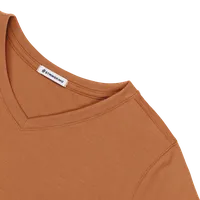 StringKing Women's FlexStyle Short Sleeve V-Neck T-Shirt - Sharp Fit, Bombay Brown, Detail