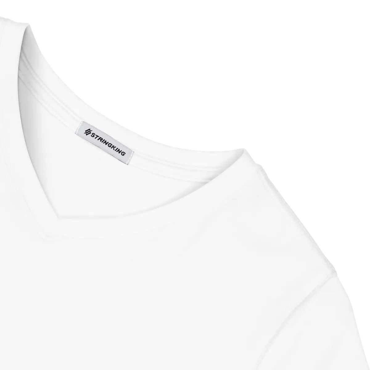 StringKing Women's Pima Cotton Short Sleeve V-Neck T-Shirt - Sharp Fit, White, Detail
