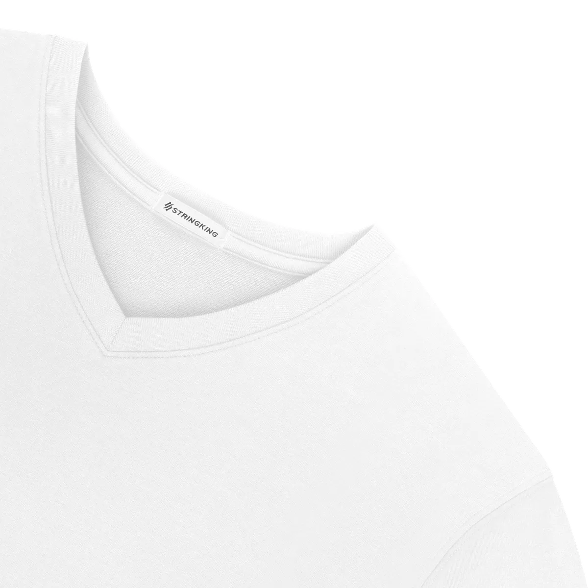 StringKing Women's Pima Terry V-Neck Tee - Sharp Fit, White, Detail