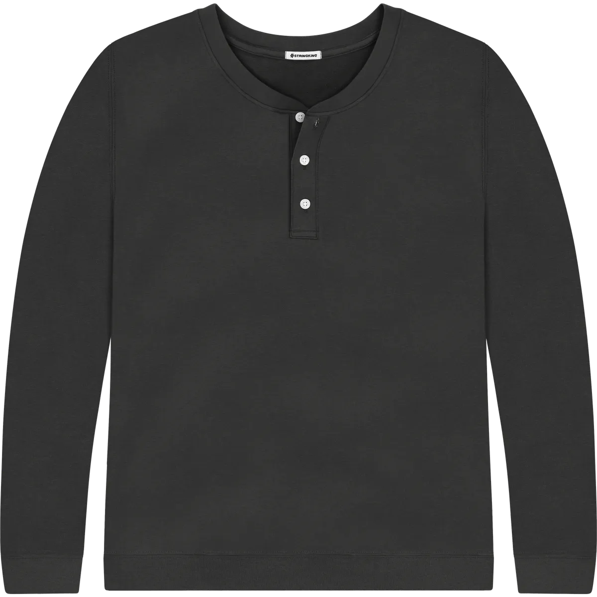 StringKing Men's Pima Terry Henley - Relaxed Fit, Black, Front