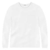 StringKing Men's Pima Jersey Long Sleeve Pocket Tee - Sharp Fit, White, Front