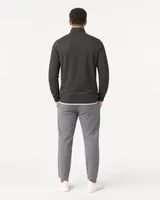 StringKing Men's Pima Terry Quarter Zip - Sharp Fit, Peat, Full Back - Human Model - Top of head to Mid-thigh