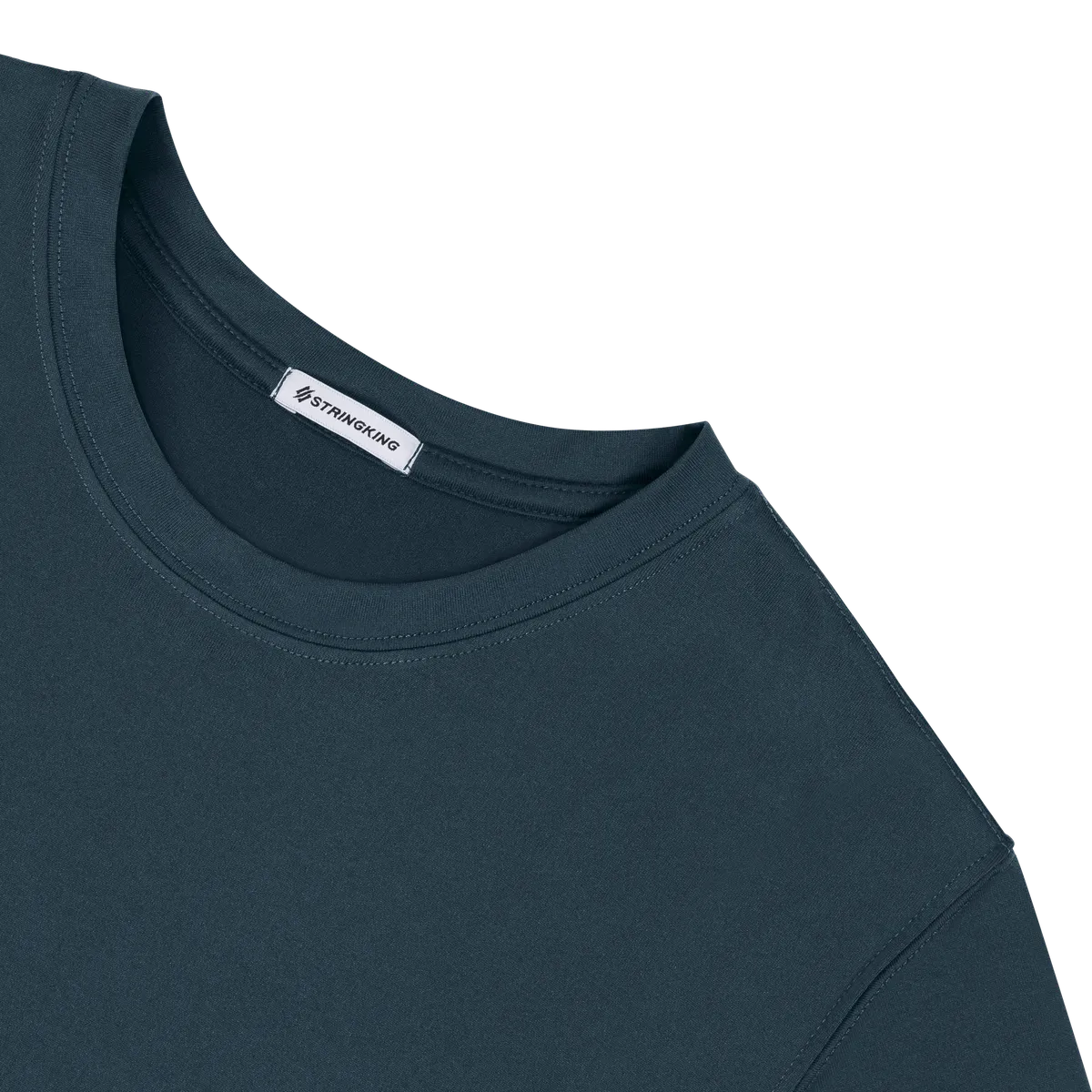 StringKing Men's FlexTech Short Sleeve Crewneck T-Shirt - Sharp Fit, Navy, Detail