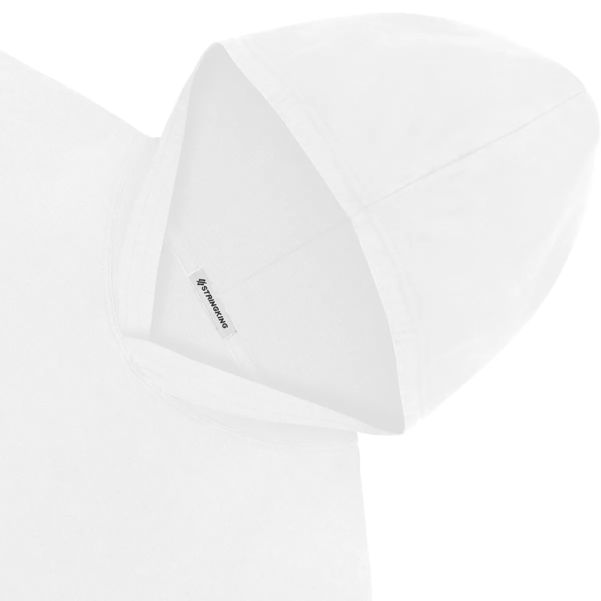 StringKing Men's Pima Terry Short Sleeve Hoodie - Relaxed Fit, White, Detail