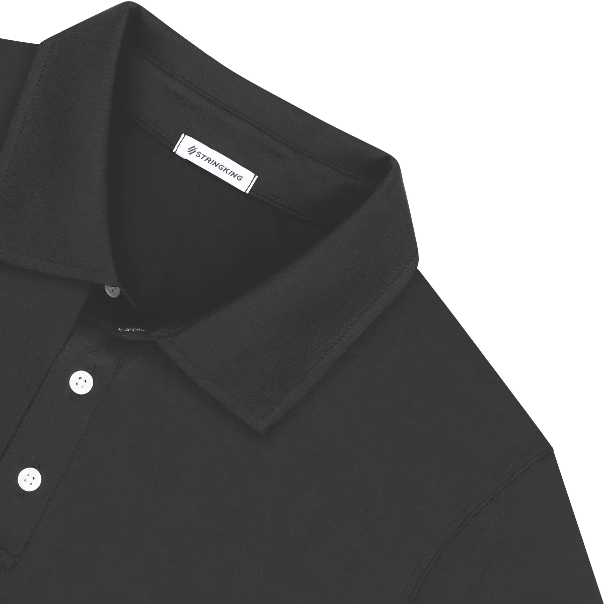 StringKing Men's FlexTech Long Sleeve Polo - Relaxed Fit, Black, Detail
