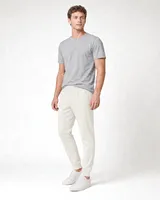StringKing Men's Pima Terry Sweatpants - Sharp Fit, Tofu, Full Front Angle - Human Model