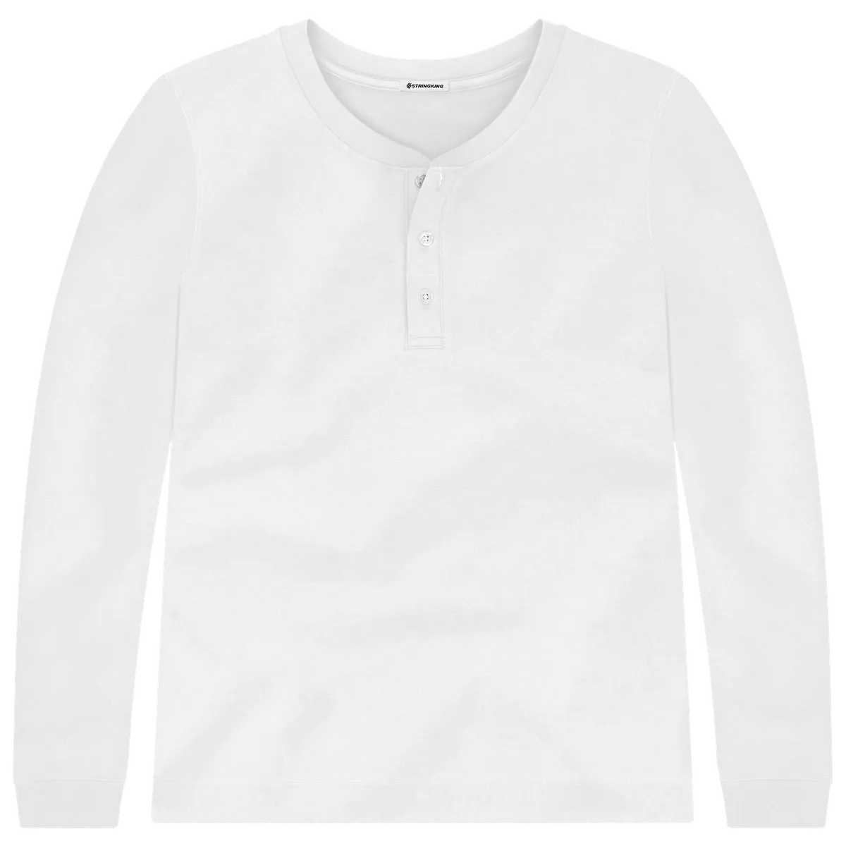 StringKing Men's Pima Terry Henley - Sharp Fit, White, Front