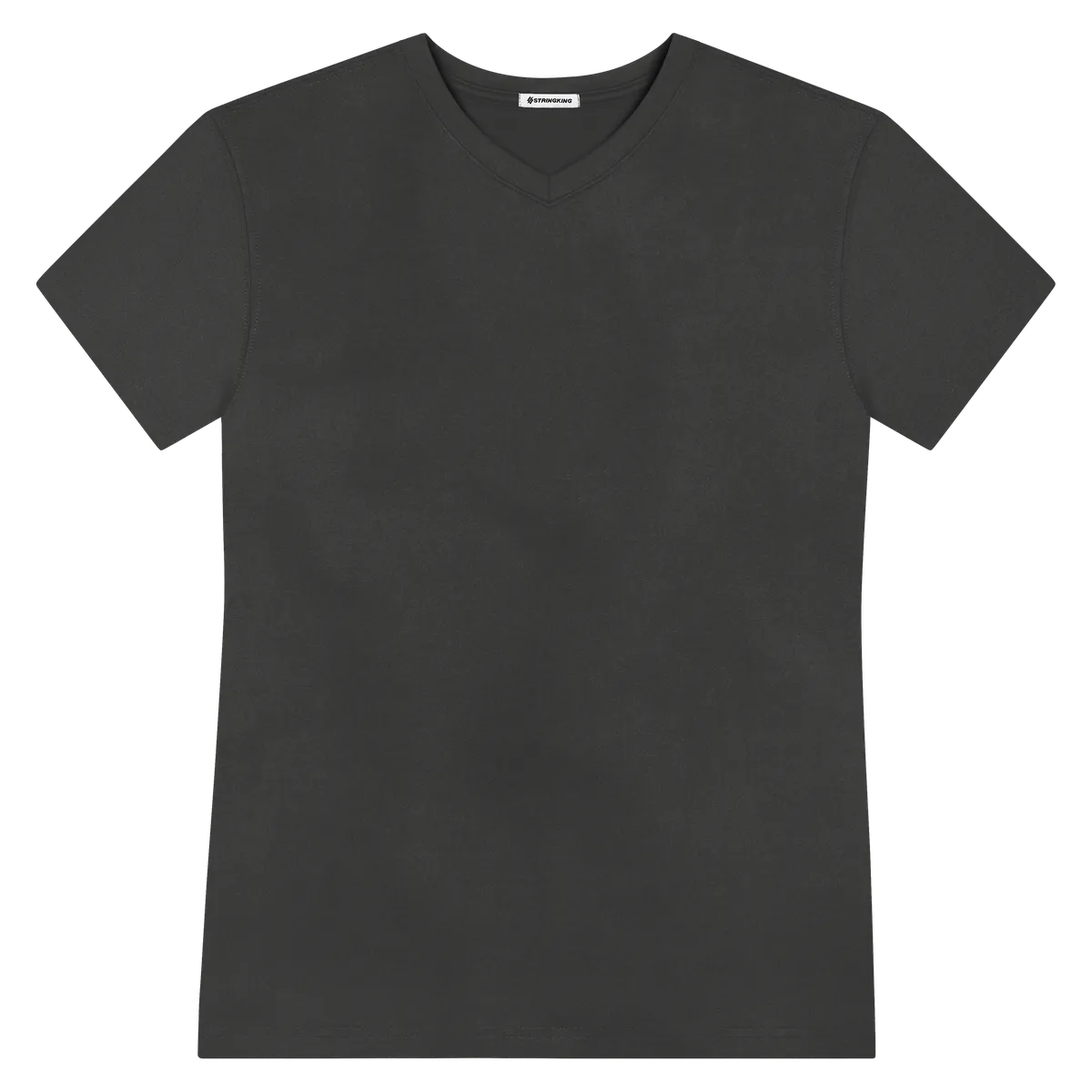 StringKing Men's FlexTech Short Sleeve V-Neck T-Shirt - Sharp Fit, Black, Front