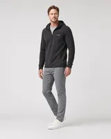 StringKing Men's Polartec Fleece Quarter Zip Hoodie with Pockets - Sharp Fit, Meteorite, Full Front Angle - Human Model