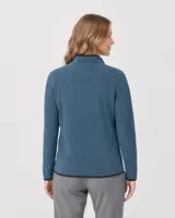 StringKing Women's Polartec Fleece Quarter Zip with Pockets - Sharp Fit, Indian Teal, Full Back - Human Model - Top of head to Mid-thigh
