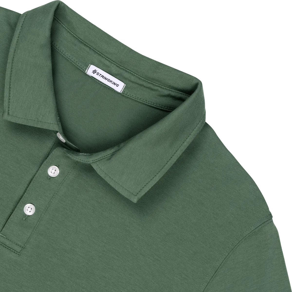 StringKing Men's Pima Cotton Long Sleeve Polo - Relaxed Fit, Green, Detail