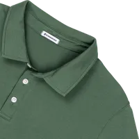 StringKing Men's Pima Cotton Long Sleeve Polo - Relaxed Fit, Green, Detail