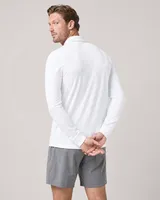 StringKing Men's Pima Jersey Long Sleeve Polo Multi, Full Back - Human Model - Top of head to Mid-thigh