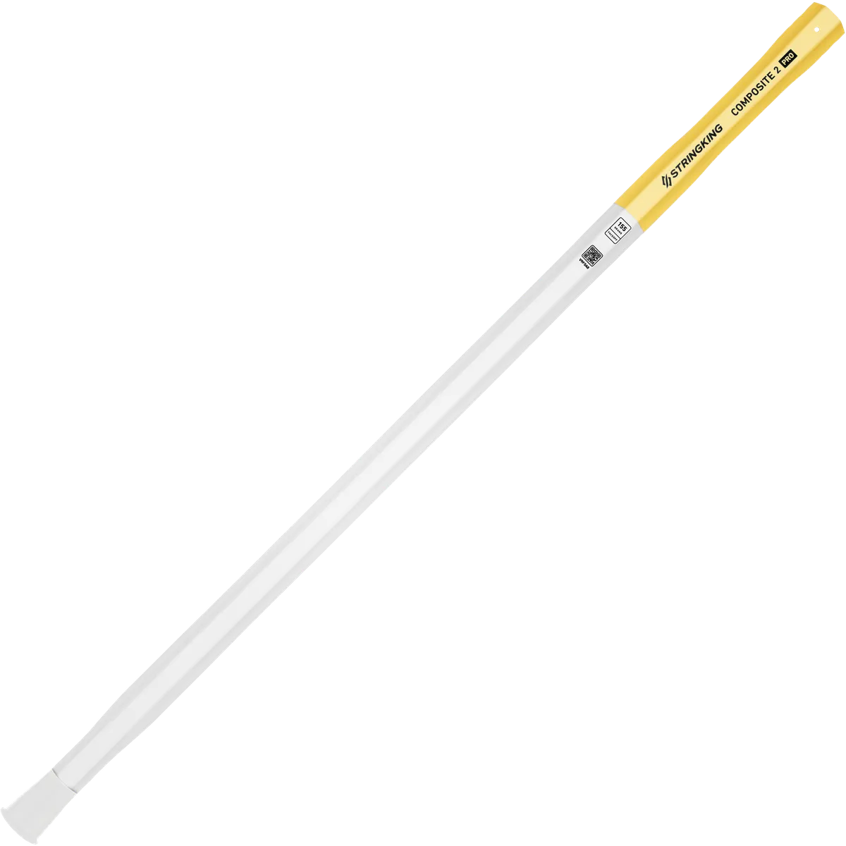 StringKing Composite 2 Pro Faceoff Double Lever - 155 Grams, White / Yellow, Full Length, Angled, Right Side, With Butt End