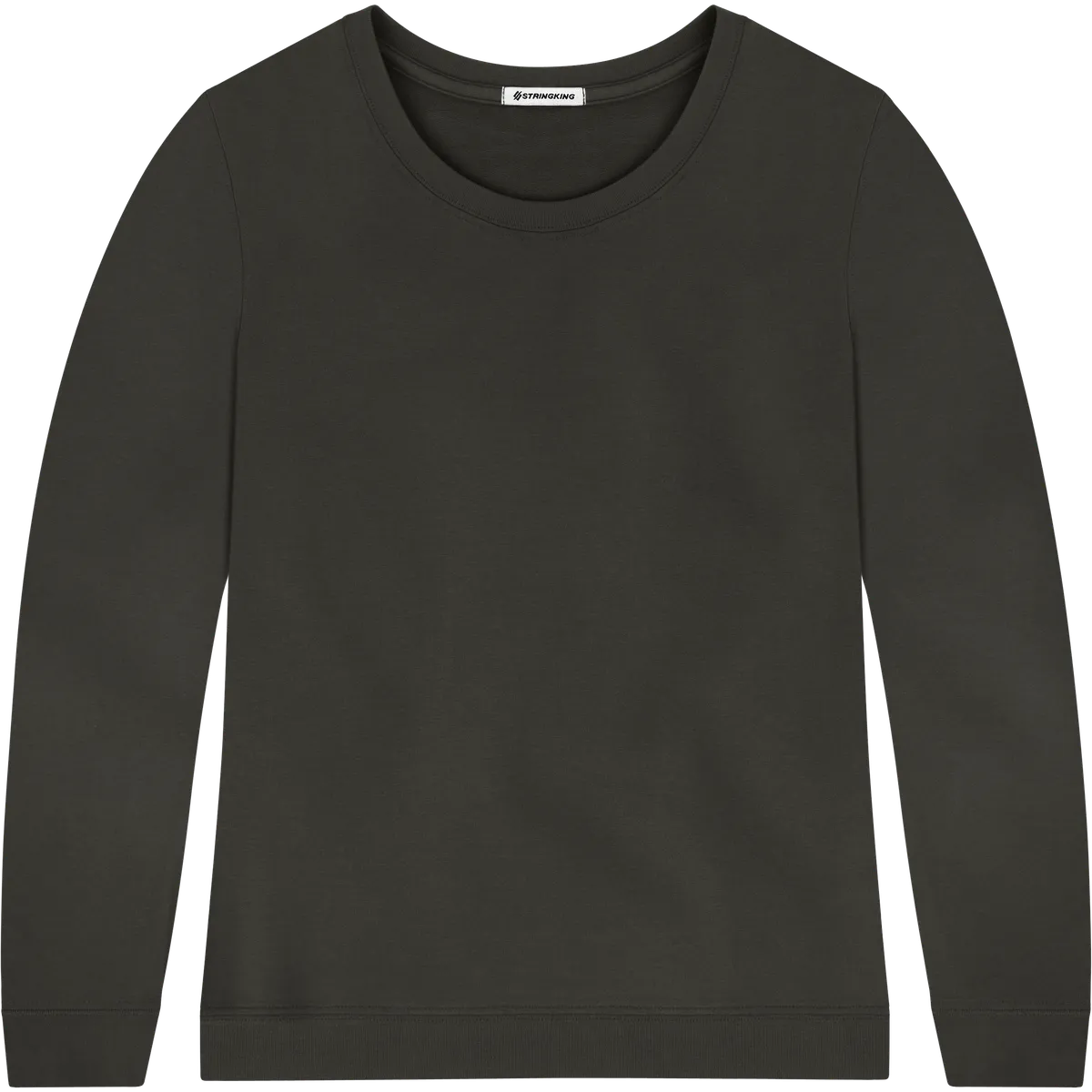 StringKing Women's Pima Terry Crew Sweater - Sharp Fit, Peat, Front