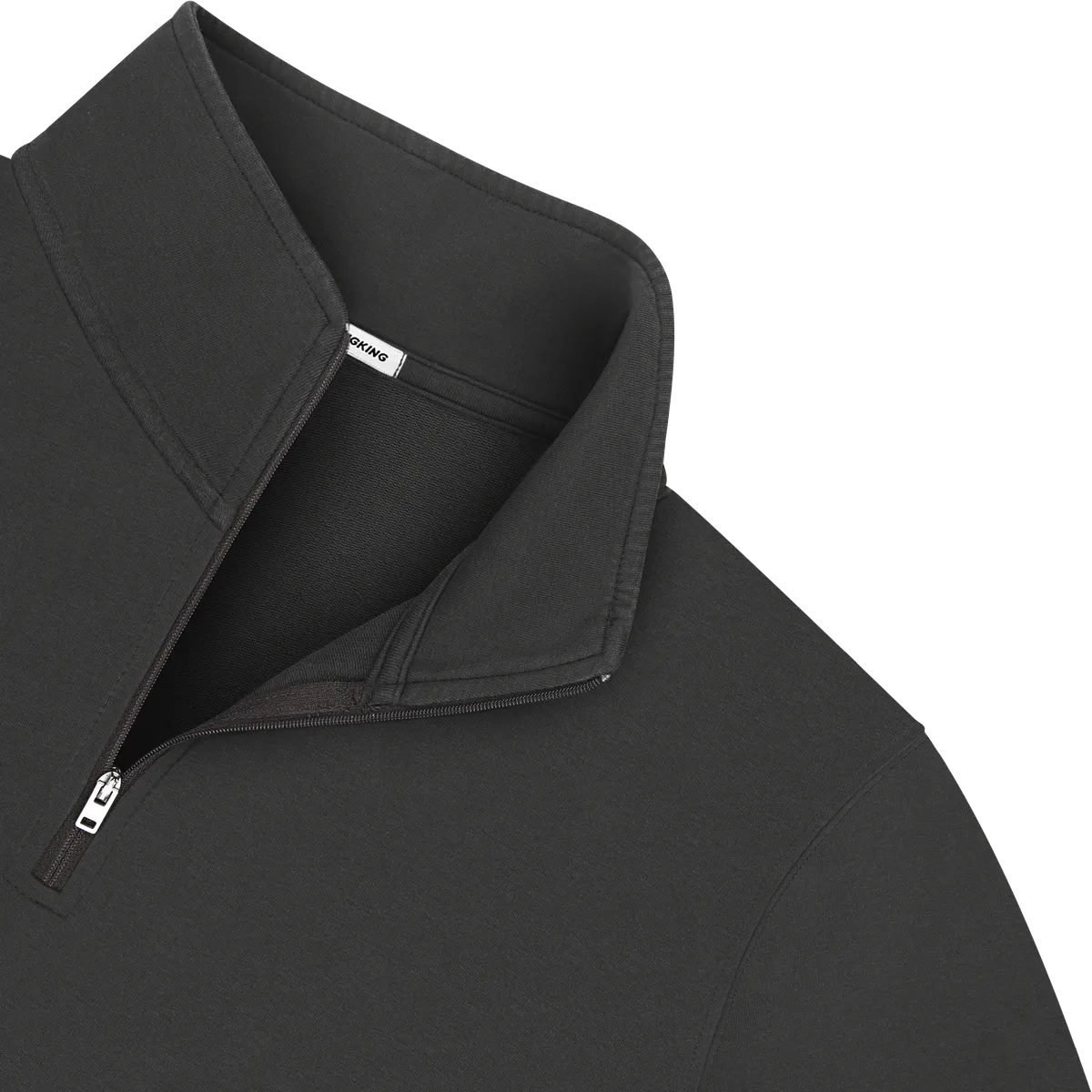 StringKing Men's Pima Terry Quarter Zip - Sharp Fit, Black, Detail