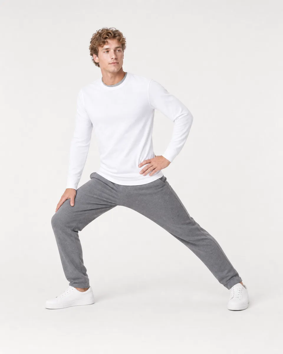 StringKing Men's StayWarm Sweater - Sharp Fit, White, Full Front Angle - Human Model