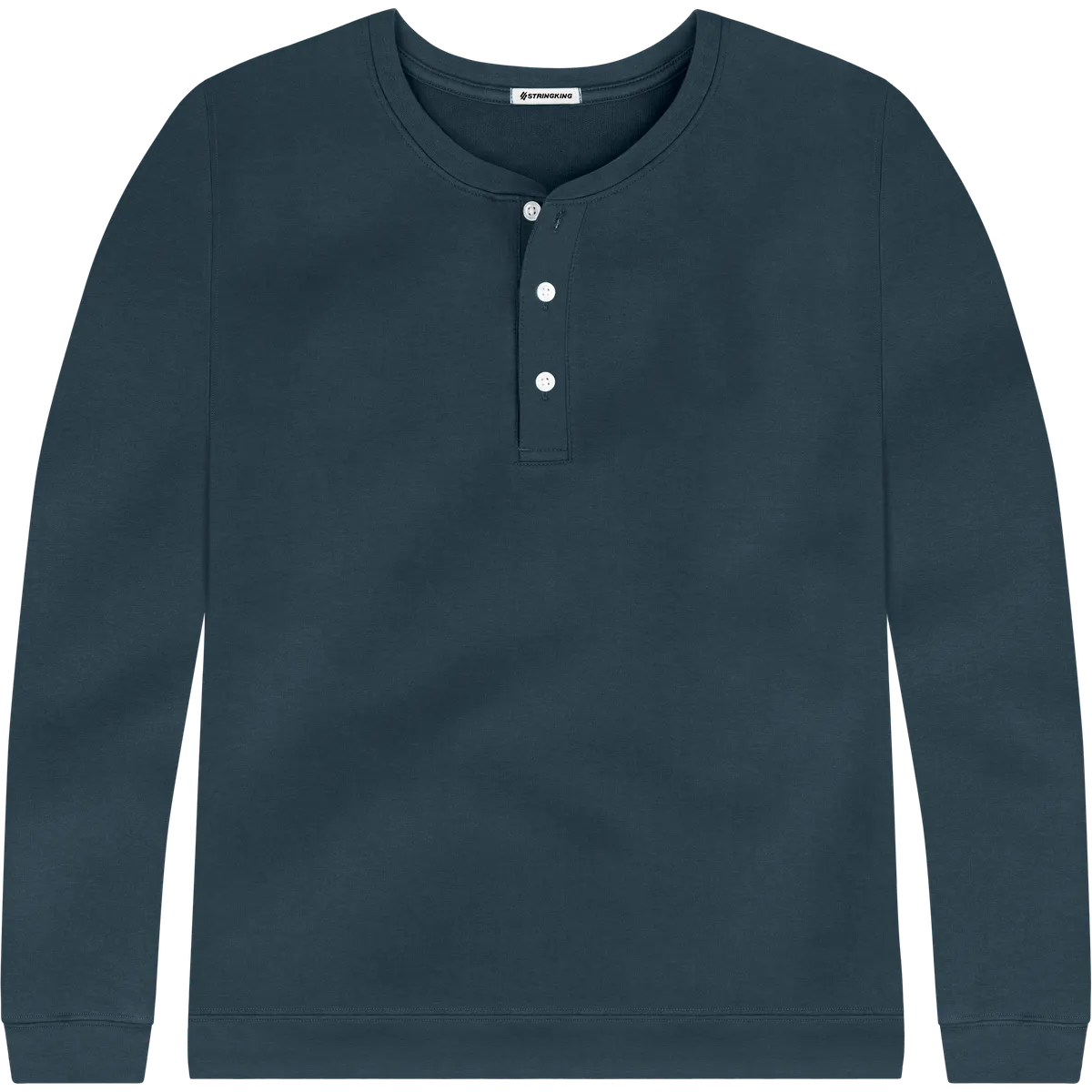 StringKing Men's Pima Cotton Henley Sweatshirt - Relaxed Fit, Navy, Front