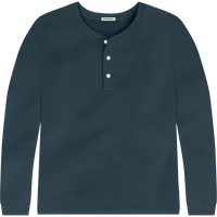 StringKing Men's Pima Cotton Henley Sweatshirt - Relaxed Fit, Navy, Front