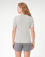 StringKing Women's Pima Terry Tee - Sharp Fit, Moonstruck, Full Back - Human Model - Top of head to Mid-thigh