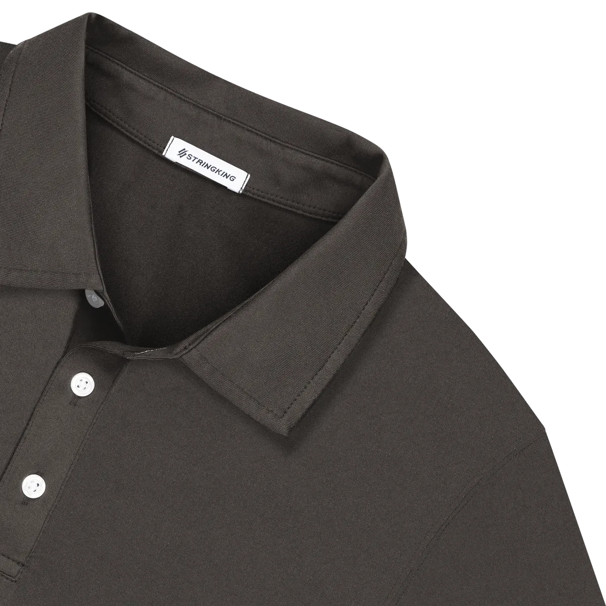 StringKing Men's FlexTech Short Sleeve Polo - Sharp Fit, Charcoal, Detail