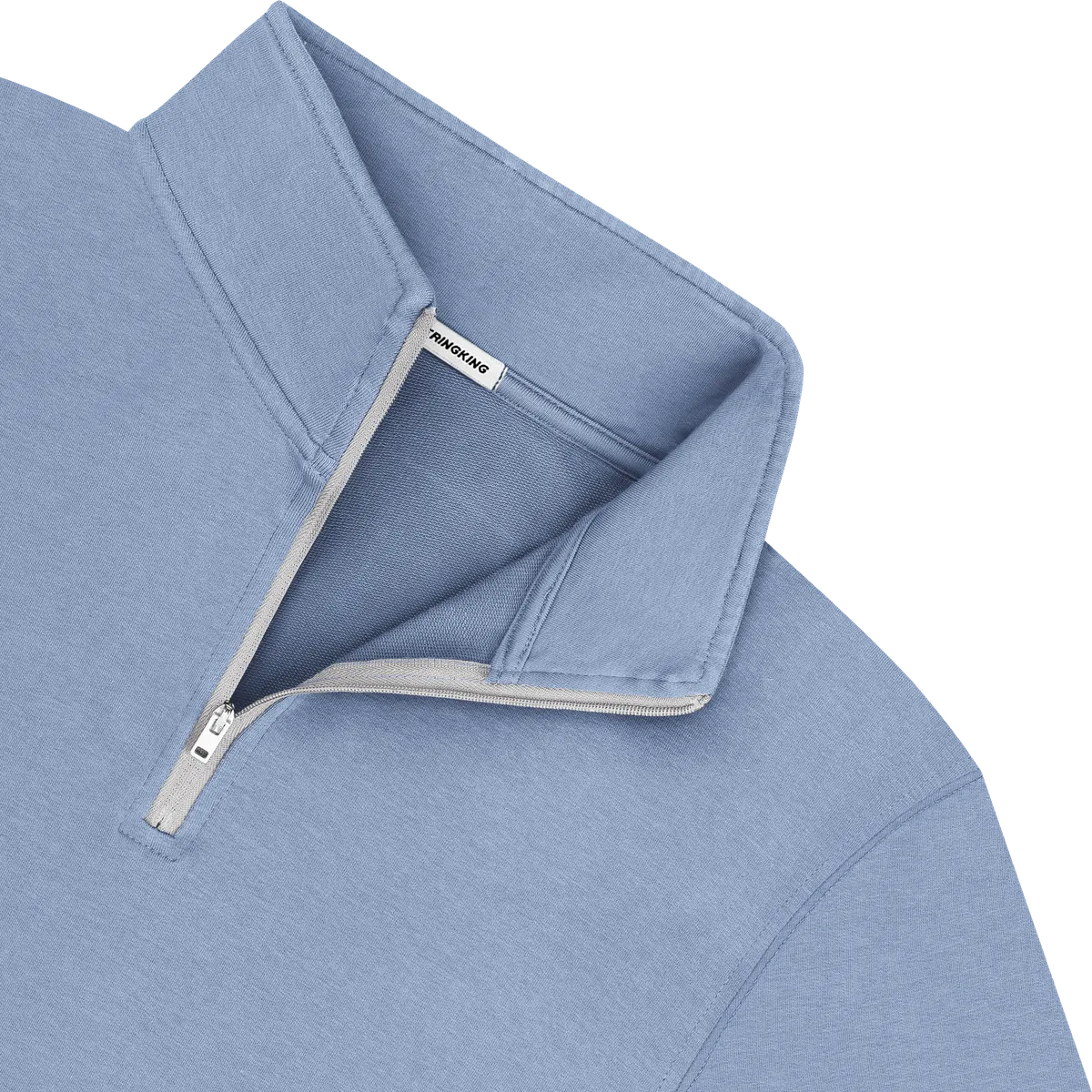 StringKing Women's Pima Cotton Quarter Zip - Relaxed Fit, Slate Blue, Detail